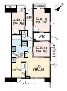 URビーコンヒル能見台サウスヒル【11階】の間取り