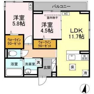 アルカディア中山【1階】の間取り