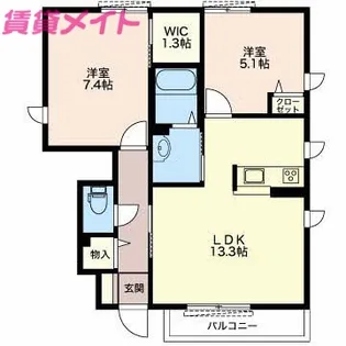 インビクタスD棟【1階】の間取り