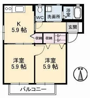 サンハイツ D棟【2階】の間取り