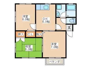 サウスサイドB【2階】の間取り
