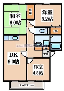 サンガーデン幸B【2階】の間取り