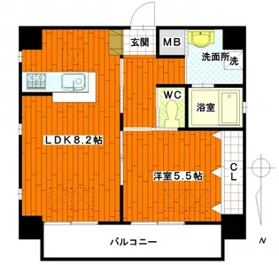 アクアコート横川【4階】の間取り