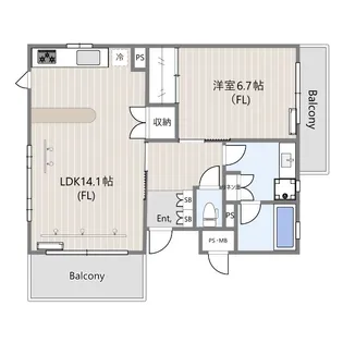 アンソレイエ【2階】の間取り