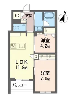 シャーメゾンステージ八幡山【2階】の間取り