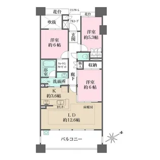 藤和八事緑ヶ岡ホームズ【7階】の間取り
