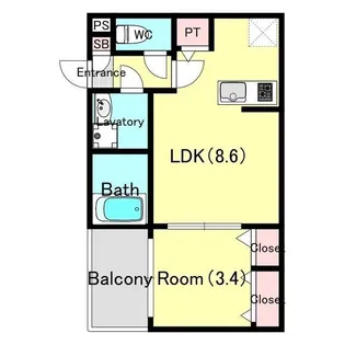 エステイトE南花長町【1階】の間取り