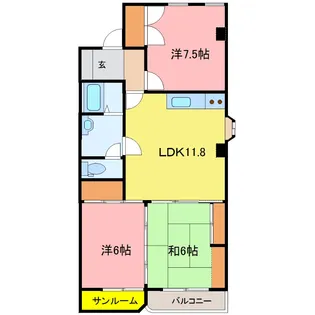 サンパーラ板垣【5階】の間取り