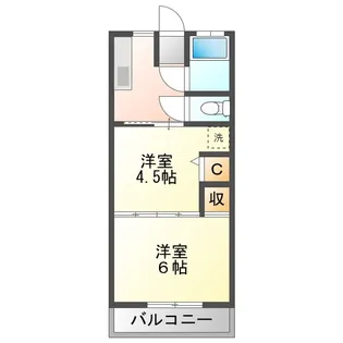 第2青雲荘【2階】の間取り