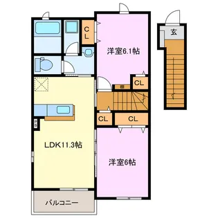 ラフレシール C棟【2階】の間取り