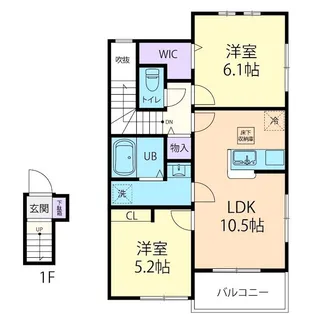 (仮称)双葉郡楢葉町テラスハウスA【2階】の間取り