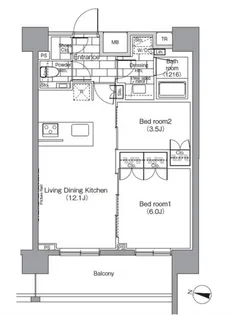 パークハビオ恵比寿【14階】の間取り