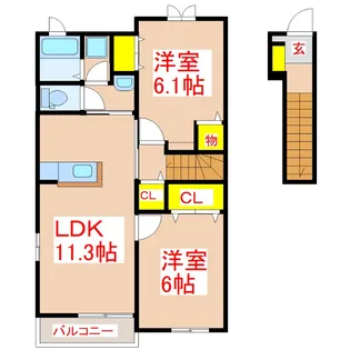 ソレイユ I【2階】の間取り