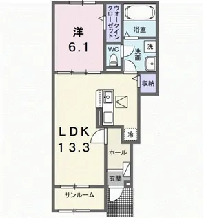 サニーフラットII【1階】の間取り