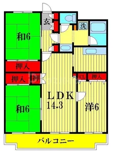 大金平ハイツ【1階】の間取り