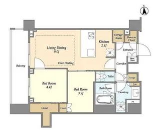オアーゼ新宿市谷薬王寺【3階】の間取り