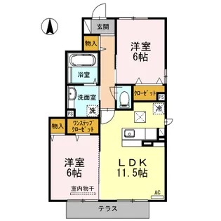 ラフィネ ル シェモアII【1階】の間取り