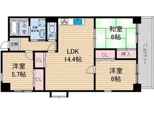 セゾン若園【6階】の間取り