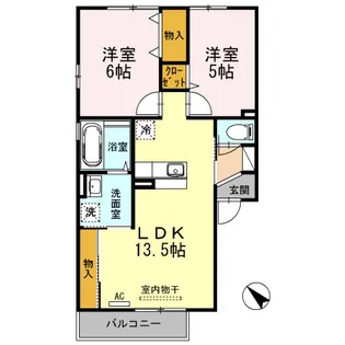 グランエスアール C棟【2階】の間取り