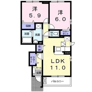 サン・エアリーA【1階】の間取り
