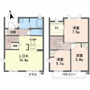 宮城県名取市美田園6【アパート】の間取り