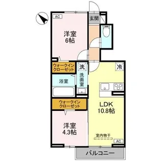 埼玉県越谷市蒲生2【アパート】の間取り