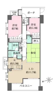 イクス・コア桜新町【2階】の間取り