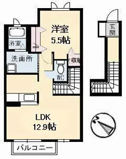 広島県福山市北本庄3【アパート】の間取り