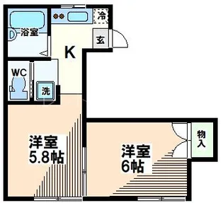 東京都国立市中2【アパート】の間取り