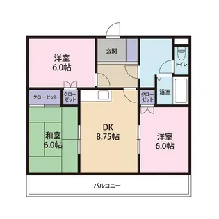 徳島県板野郡藍住町富吉字中新田【マンション】の間取り