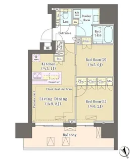 東京都渋谷区渋谷1【マンション】の間取り