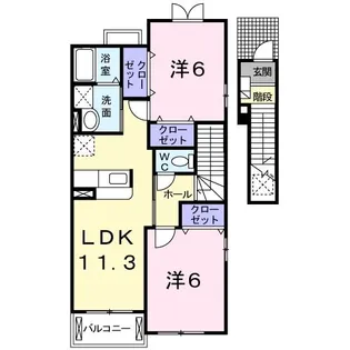 サニープラシードB【2階】の間取り