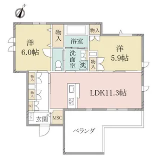 (シニア限定)ヘーベルヴィレッジ領家~浦和領家ヴェルデ~【2階】の間取り
