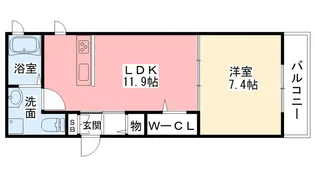 カサ・アブリル瓦林【1階】の間取り