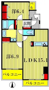 セザール第2東綾瀬公園【4階】の間取り