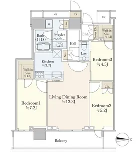 ザ・パークハウス晴海タワーズティアロレジデンス【3階】の間取り