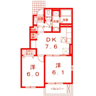 カルムデーア【1階】の間取り