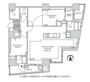 アクティ汐留【32階】の間取り