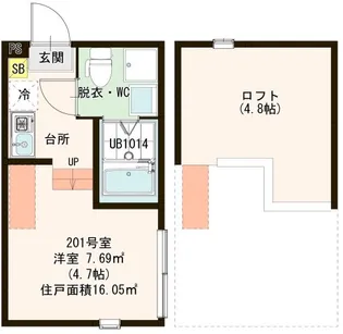 ハーモニーテラス六町【2階】の間取り
