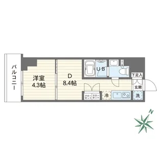 プライムネクサス大鳥居 Bell Court【11階】の間取り