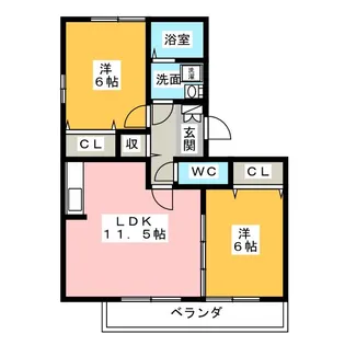 グラス ツイン A【1階】の間取り