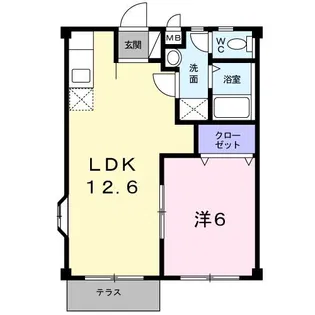 フラワーハイツ一条(A)【1階】の間取り