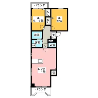 サンベル中花【3階】の間取り