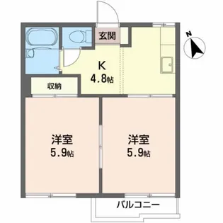 鶴ヶ谷SKハイツ【2階】の間取り