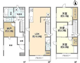 埼玉県さいたま市浦和区上木崎8【一戸建】の間取り