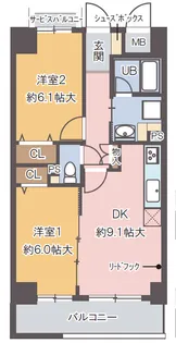 大阪府大阪市北区大淀中2【マンション】の間取り
