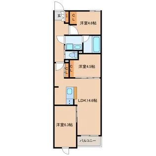 コンフォール宮千代【1階】の間取り