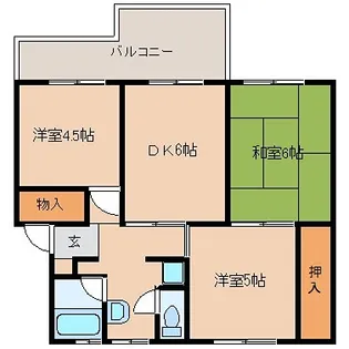 香里ケ丘住宅6号棟【4階】の間取り