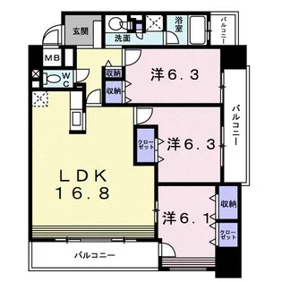 ツインタワー弐番館【14階】の間取り