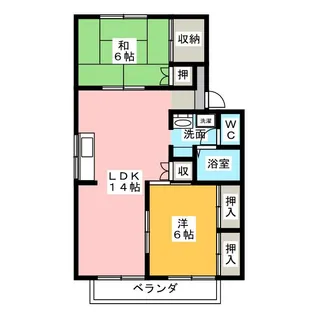 ベルクローバーB棟【2階】の間取り